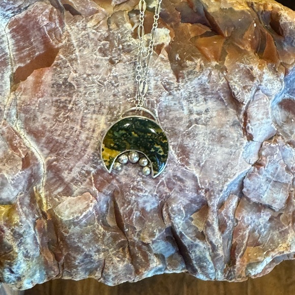 Artisan Redington Jewelry Sterling Silver Ocean Jasper Moon Pendant Necklace - Picture 16 of 16
